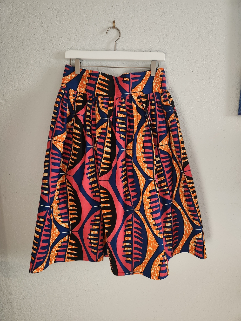 African Wax Print A-Line Midi Skirt